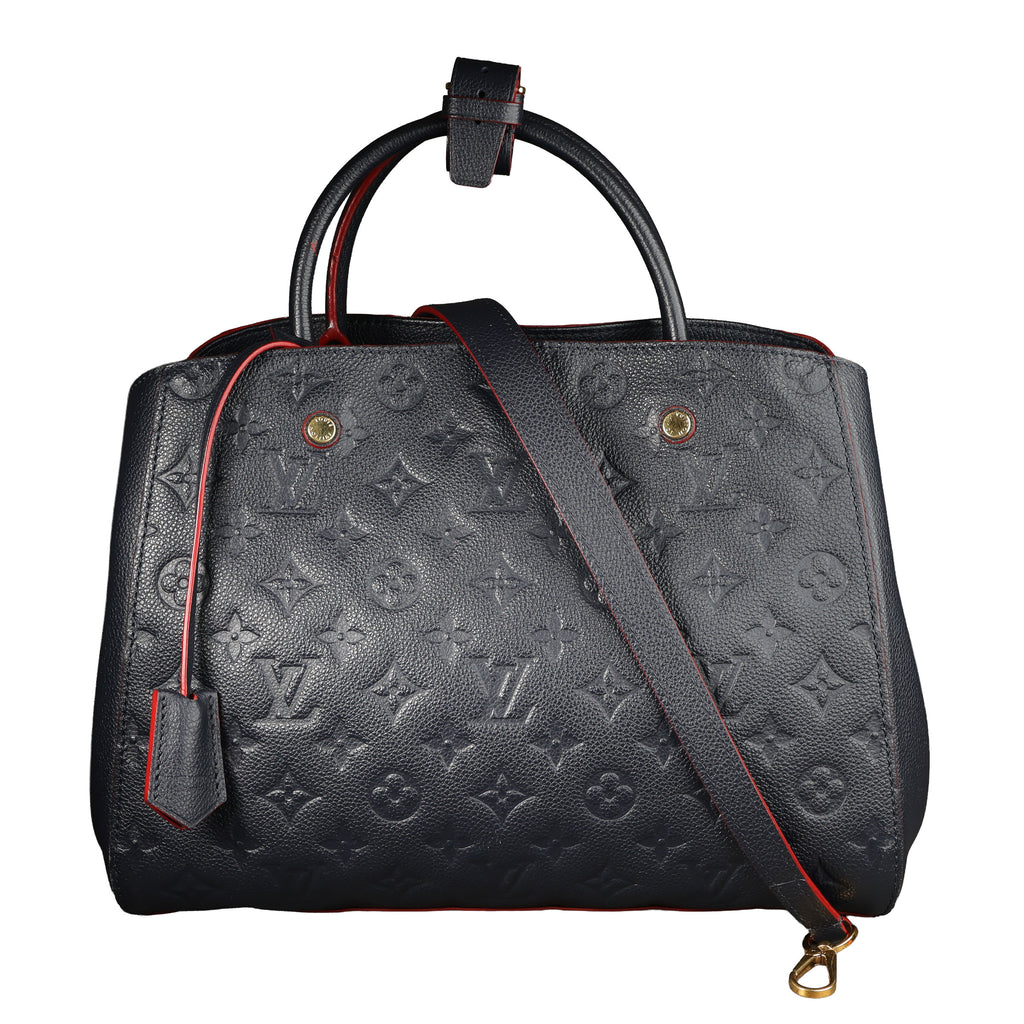Preowned LOUIS VUITTON Montaigne MM Monogram Empreinte Leather Navy Blue | Luxe Again Maison