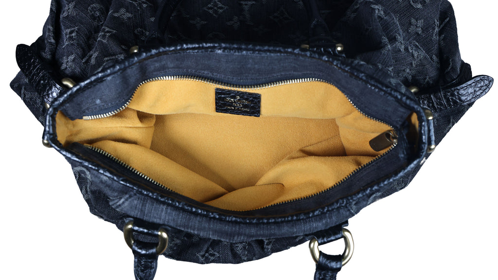 LOUIS VUITTON Neo Cabby MM Noir Monogram Denim Leather Top Handle Bag | Luxe Again Maison