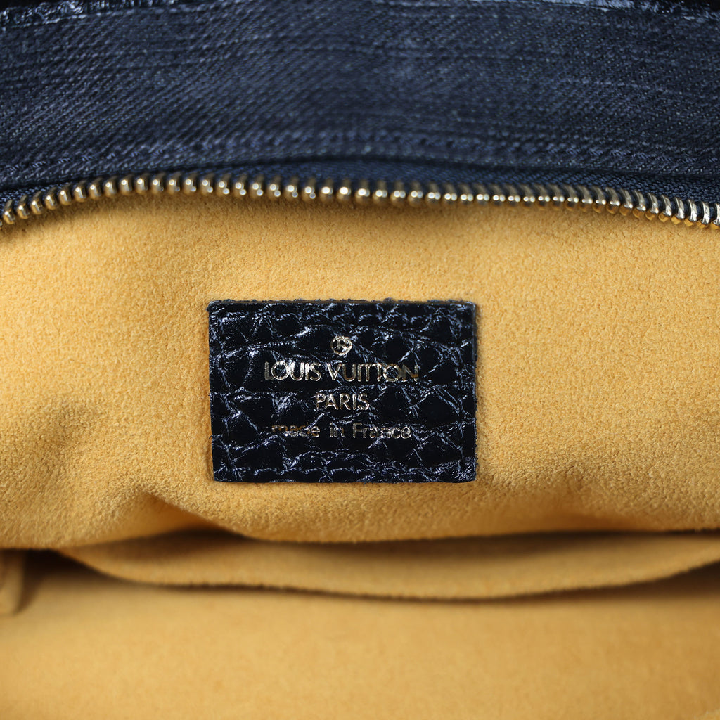 LOUIS VUITTON Neo Cabby MM Noir Monogram Denim Leather Top Handle Bag | Luxe Again Maison