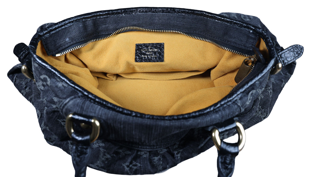 LOUIS VUITTON Neo Cabby MM Noir Monogram Denim Leather Top Handle Bag | Luxe Again Maison