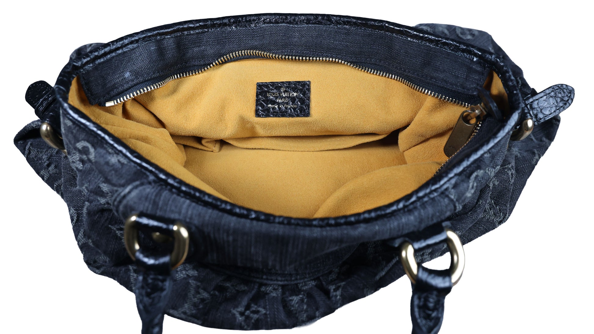 LOUIS VUITTON Neo Cabby MM Noir Monogram Denim Leather Top Handle Bag | Luxe Again Maison