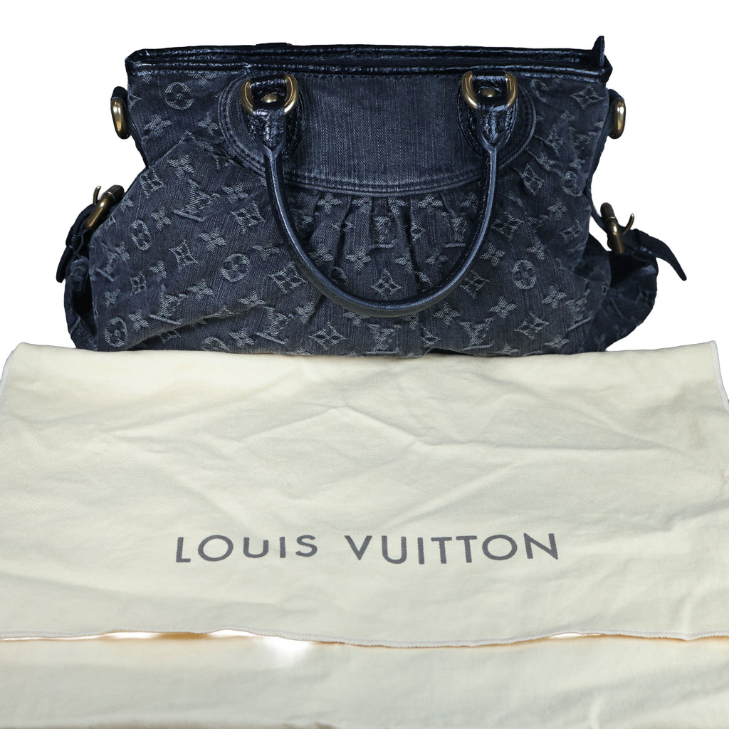 LOUIS VUITTON Neo Cabby MM Noir Monogram Denim Leather Top Handle Bag | Luxe Again Maison