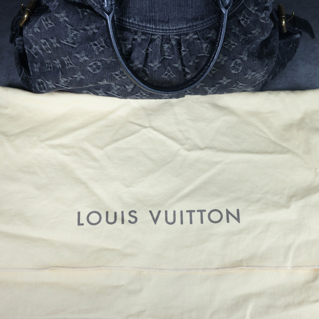 LOUIS VUITTON Neo Cabby MM Noir Monogram Denim Leather Top Handle Bag | Luxe Again Maison