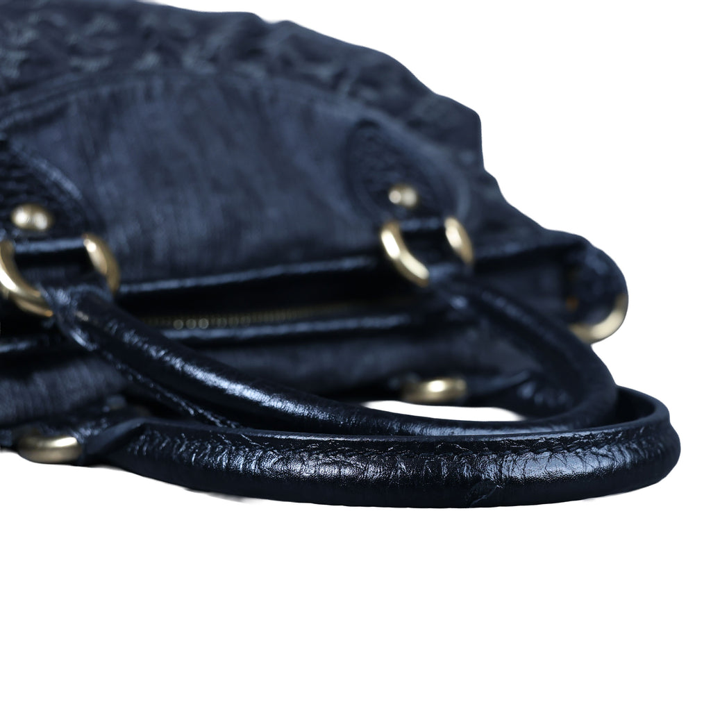 LOUIS VUITTON Neo Cabby MM Noir Monogram Denim Leather Top Handle Bag | Luxe Again Maison