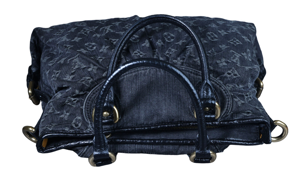 LOUIS VUITTON Neo Cabby MM Noir Monogram Denim Leather Top Handle Bag | Luxe Again Maison