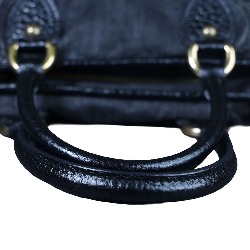 LOUIS VUITTON Neo Cabby MM Noir Monogram Denim Leather Top Handle Bag | Luxe Again Maison