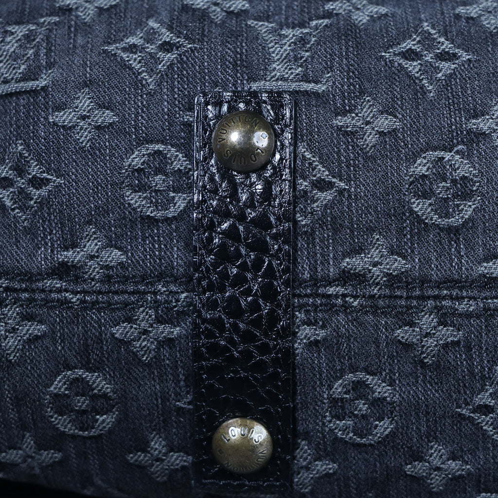 LOUIS VUITTON Neo Cabby MM Noir Monogram Denim Leather Top Handle Bag | Luxe Again Maison