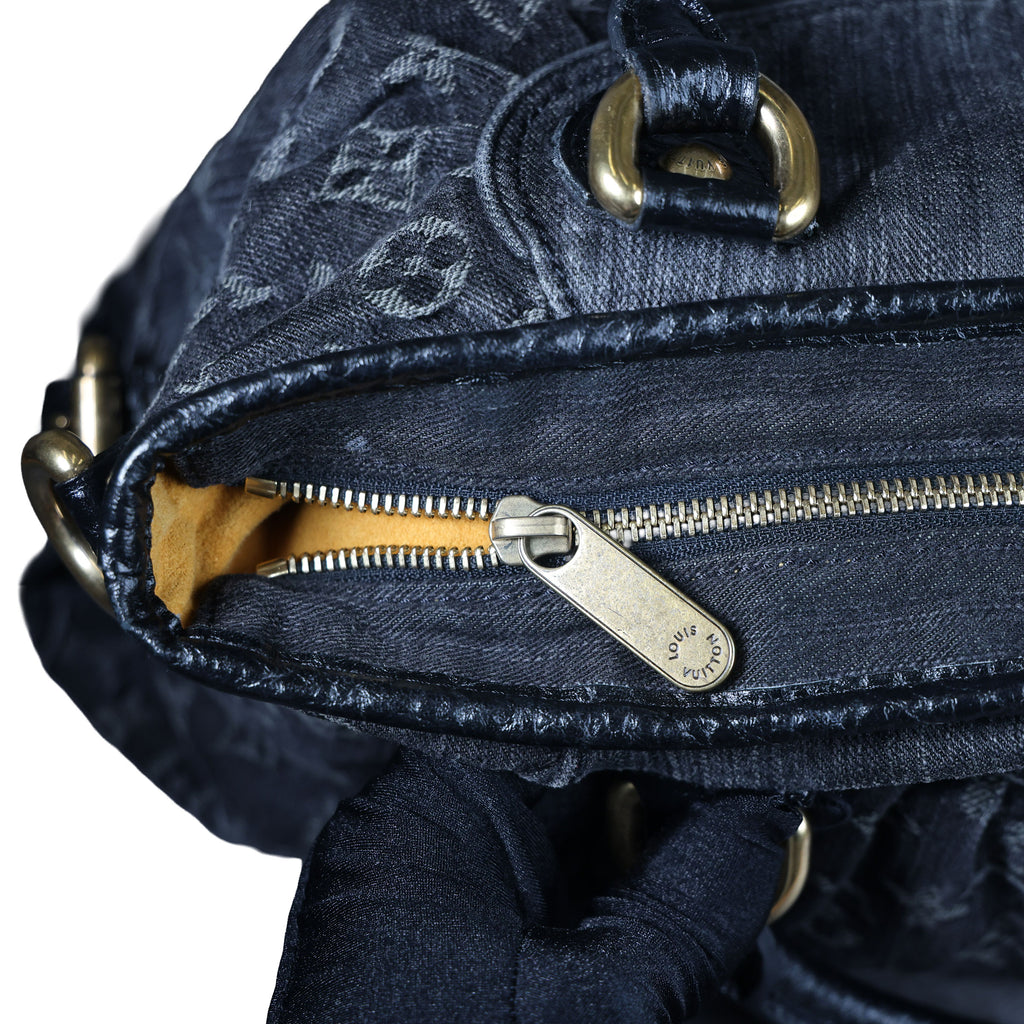 LOUIS VUITTON Neo Cabby MM Noir Monogram Denim Leather Top Handle Bag | Luxe Again Maison