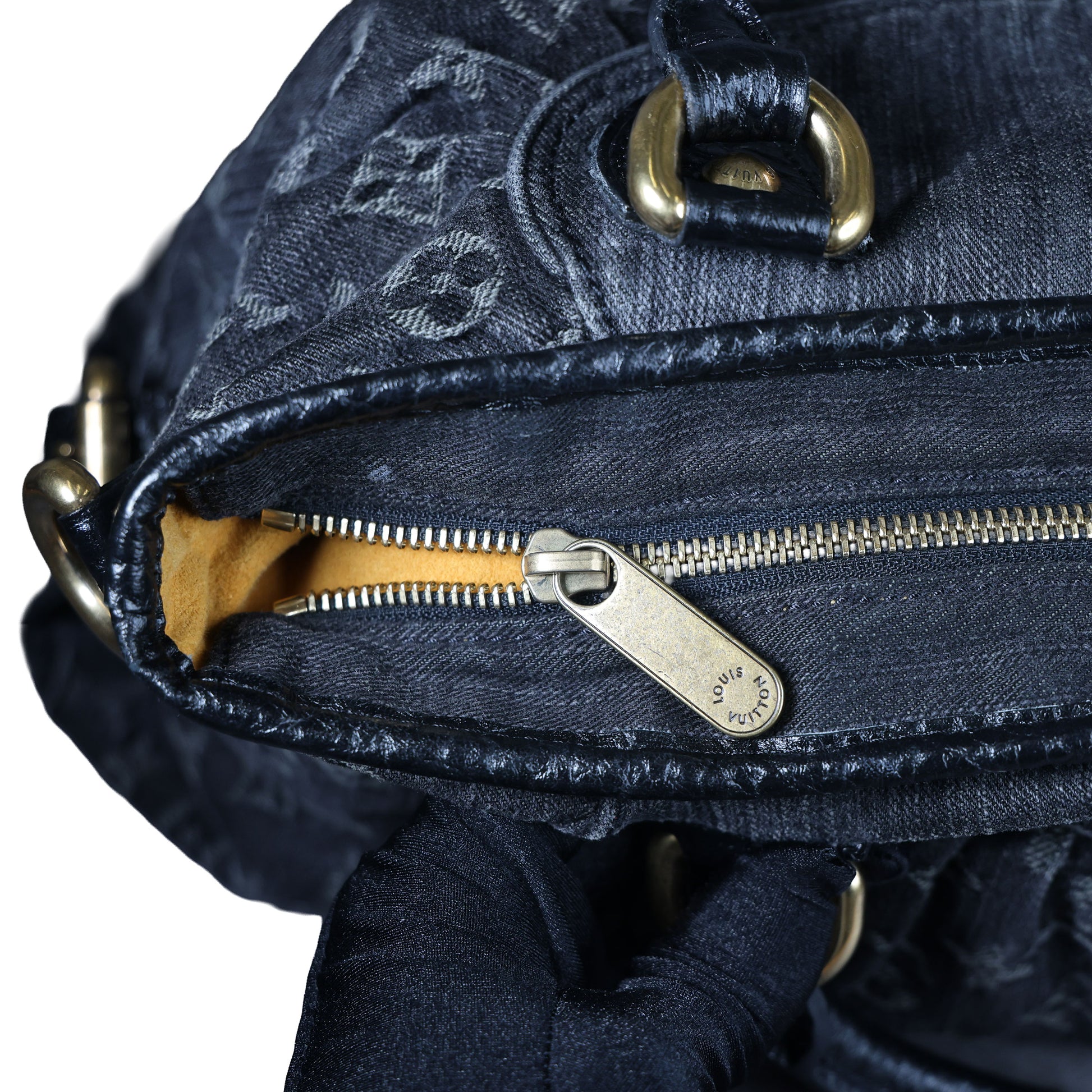 LOUIS VUITTON Neo Cabby MM Noir Monogram Denim Leather Top Handle Bag | Luxe Again Maison