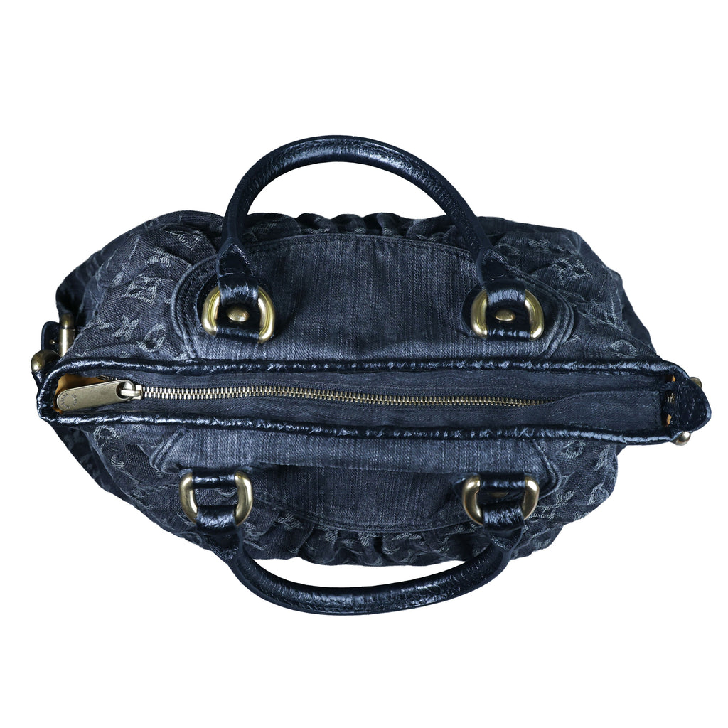 LOUIS VUITTON Neo Cabby MM Noir Monogram Denim Leather Top Handle Bag | Luxe Again Maison