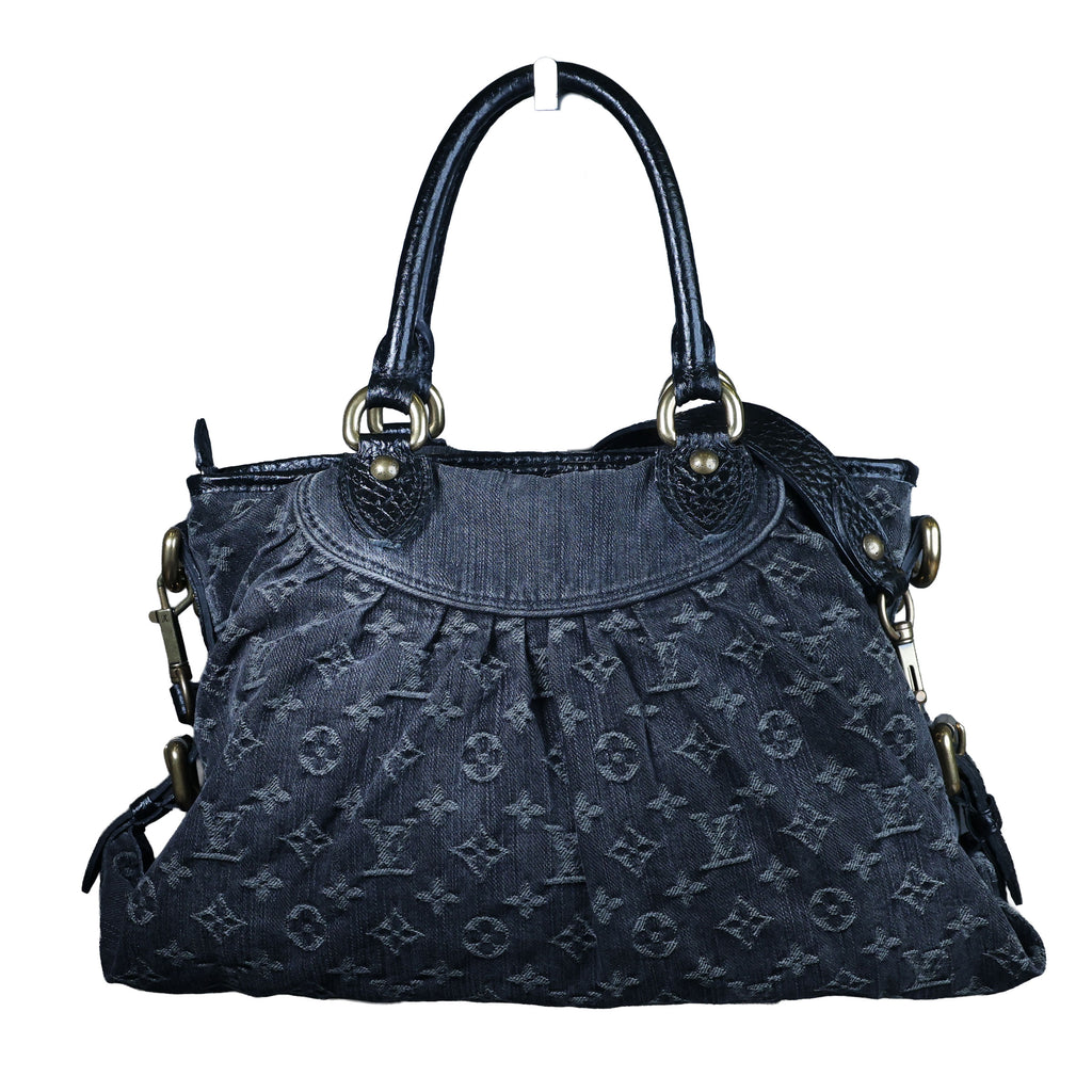 LOUIS VUITTON Neo Cabby MM Noir Monogram Denim Leather Top Handle Bag | Luxe Again Maison