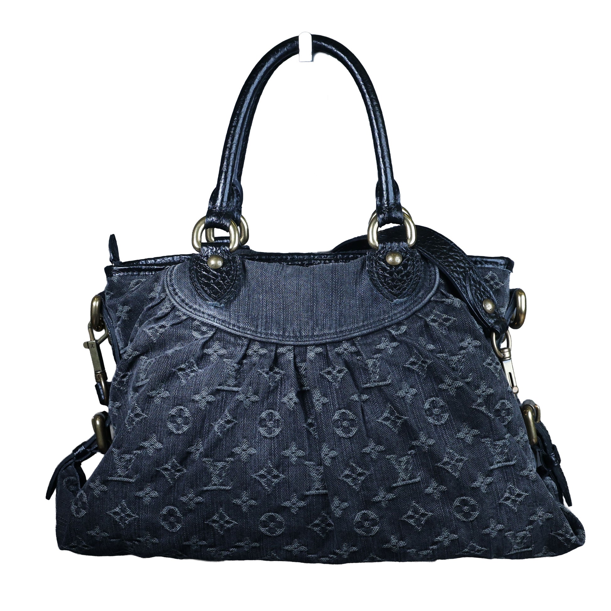 LOUIS VUITTON Neo Cabby MM Noir Monogram Denim Leather Top Handle Bag | Luxe Again Maison