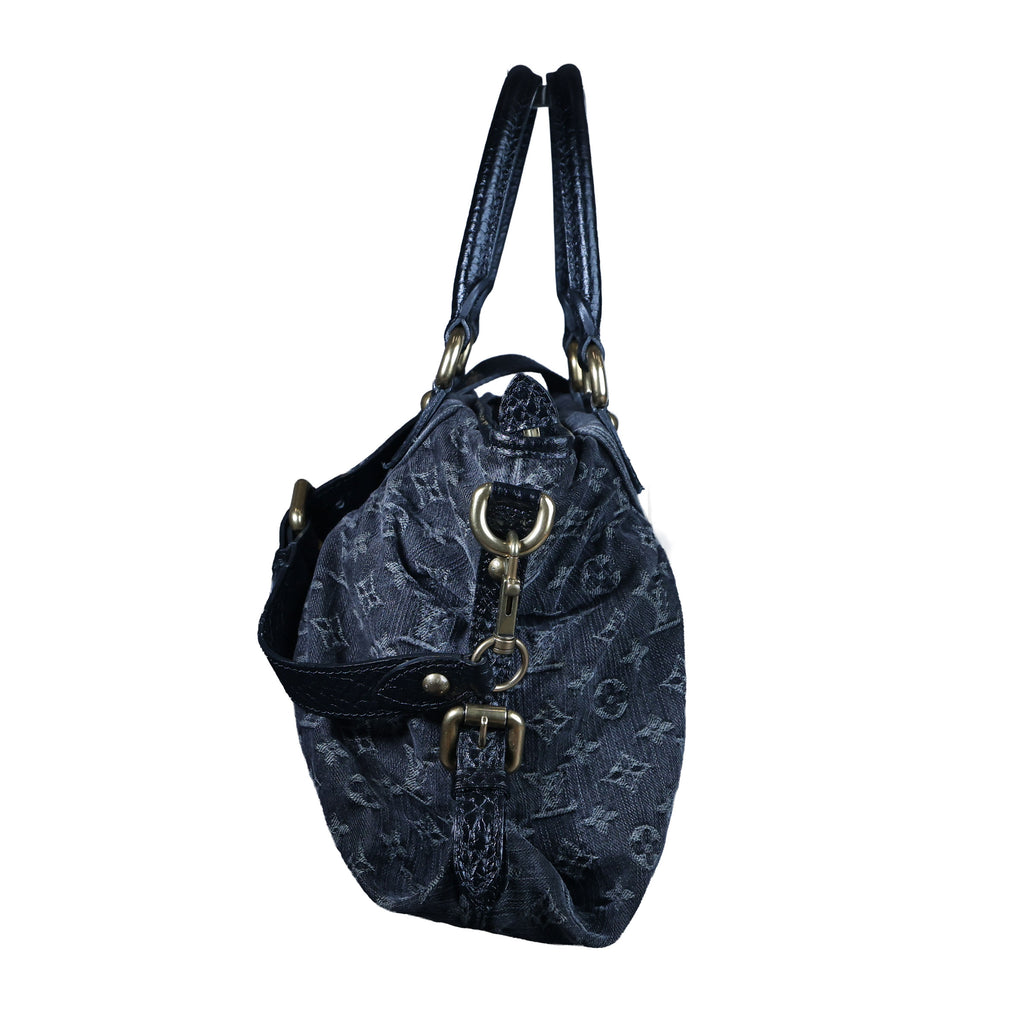 LOUIS VUITTON Neo Cabby MM Noir Monogram Denim Leather Top Handle Bag | Luxe Again Maison