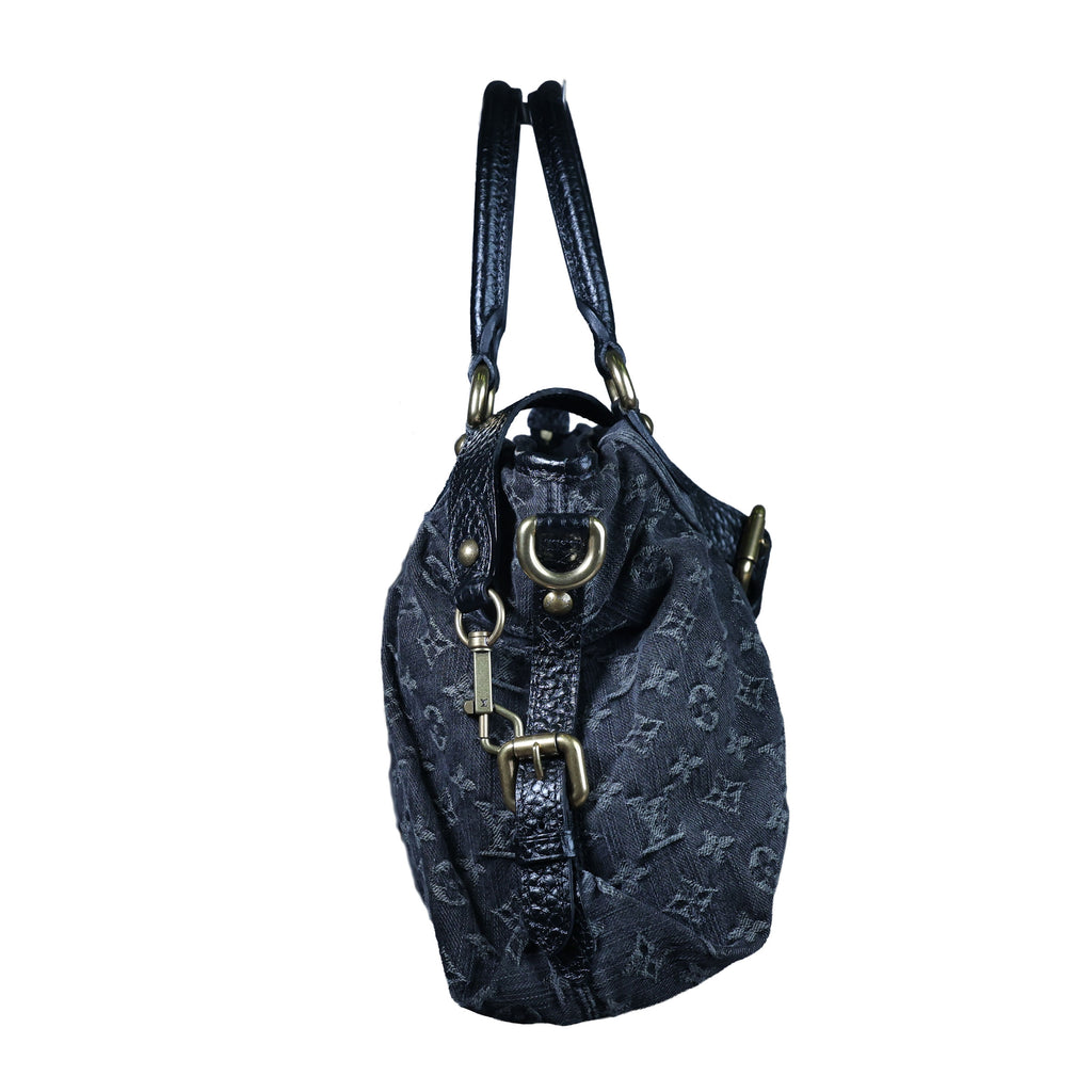 LOUIS VUITTON Neo Cabby MM Noir Monogram Denim Leather Top Handle Bag | Luxe Again Maison