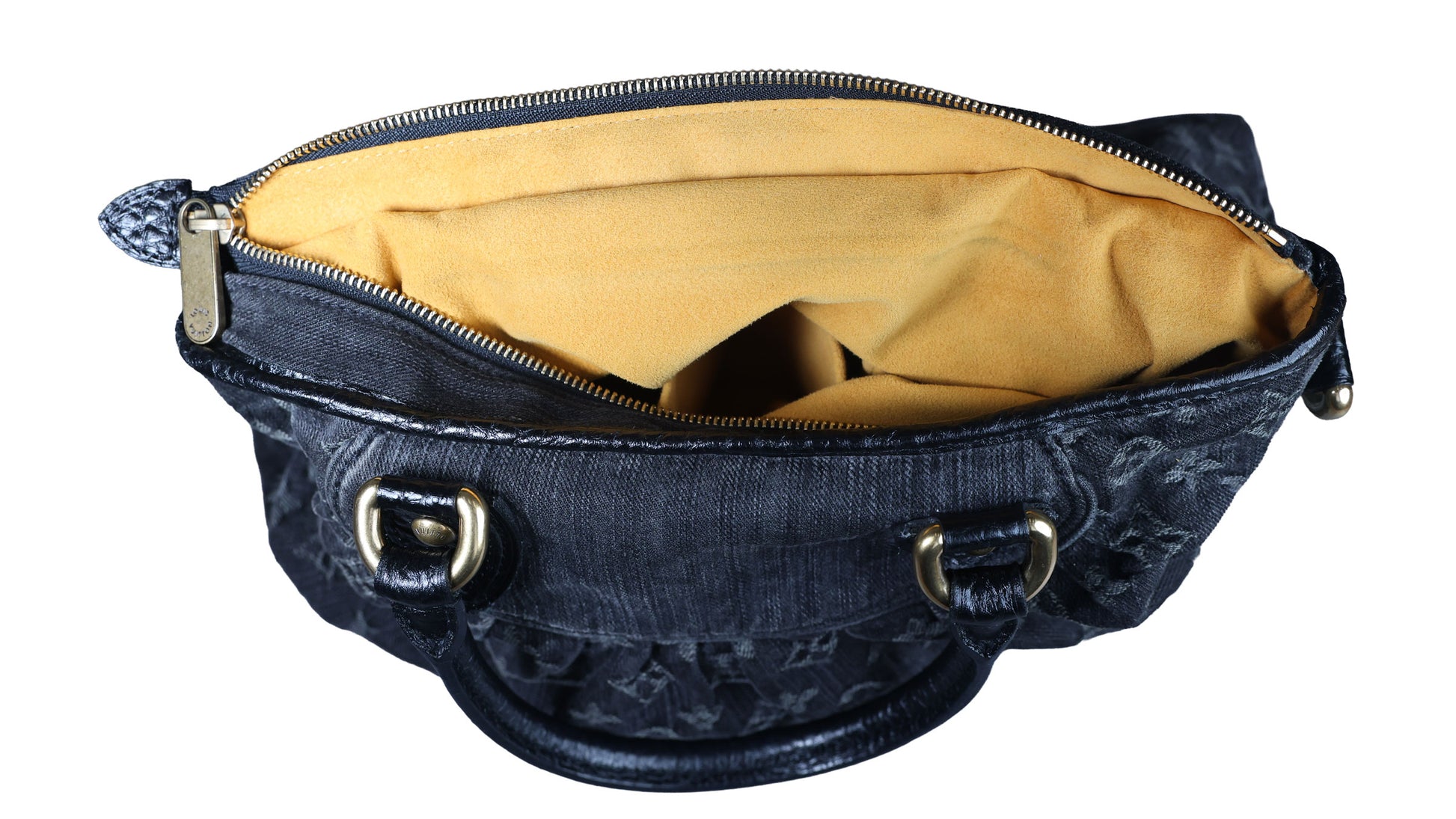 LOUIS VUITTON Neo Cabby MM Noir Monogram Denim Leather Top Handle Bag | Luxe Again Maison
