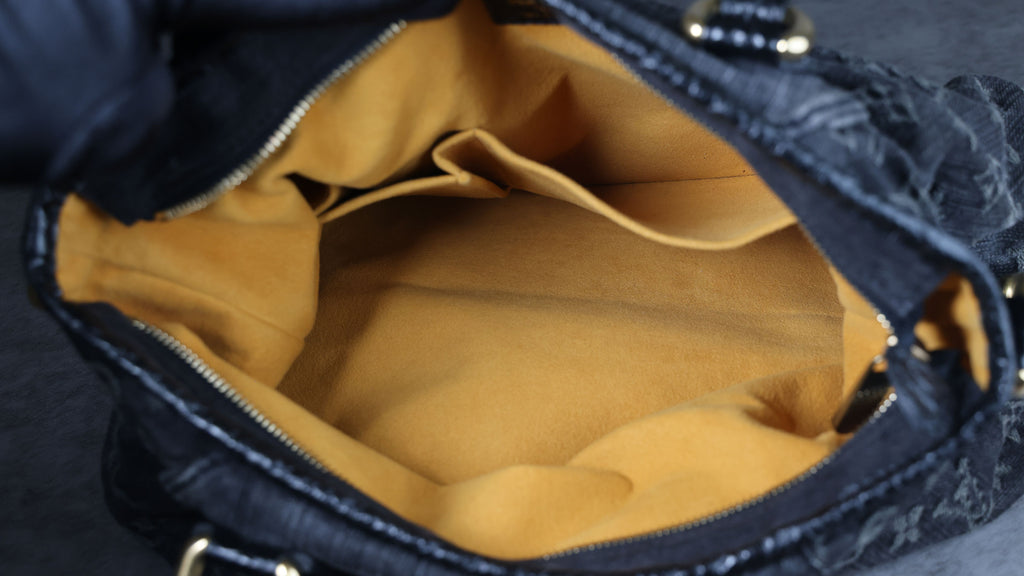 LOUIS VUITTON Neo Cabby MM Noir Monogram Denim Leather Top Handle Bag | Luxe Again Maison