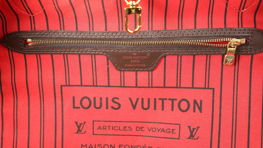 Preowned LOUIS VUITTON Neverfull MM Damier Ebene Canvas x Leather Trim | Luxe Again Maison