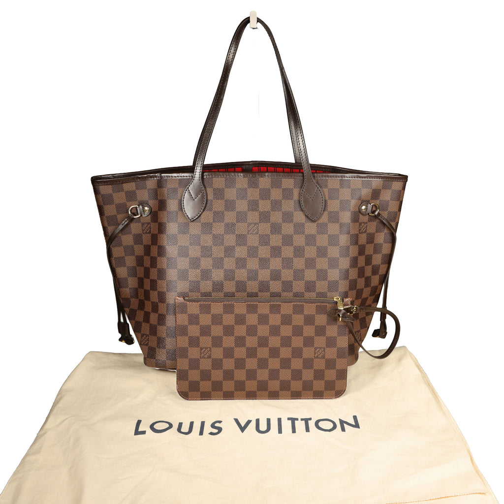 Preowned LOUIS VUITTON Neverfull MM Damier Ebene Canvas x Leather Trim | Luxe Again Maison