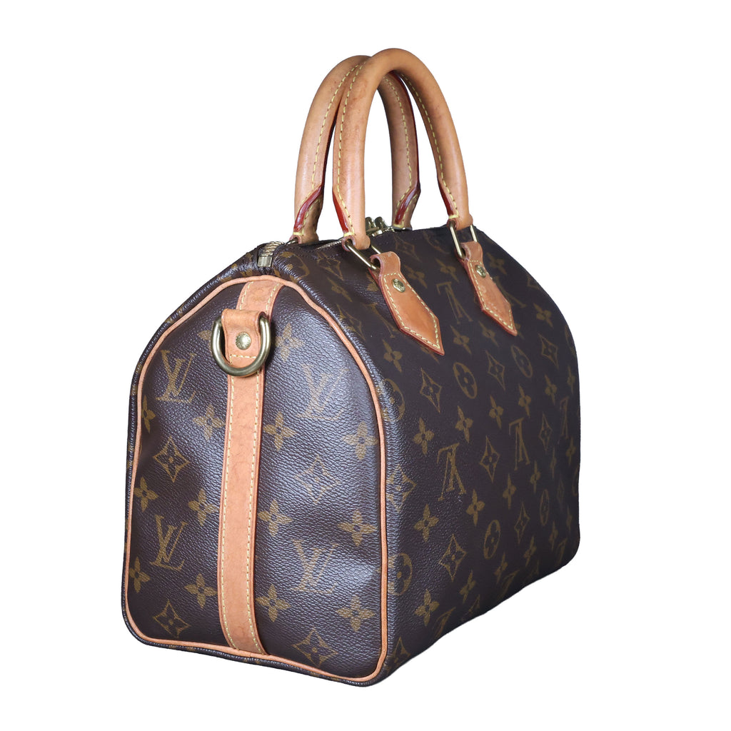 Preowned LOUIS VUITTON Vintage Speedy Bandouliere 25 Monogram Brown  Luxe Again Maison