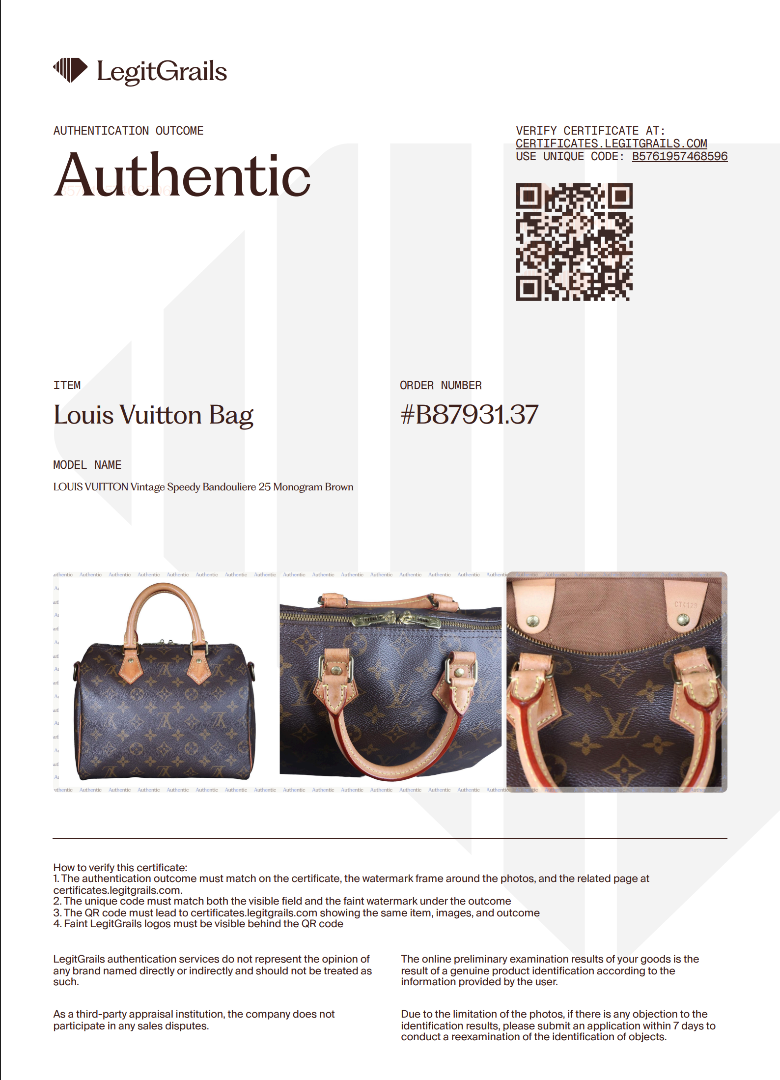 LOUIS VUITTON Vintage Speedy Bandouliere 25 Monogram Brown