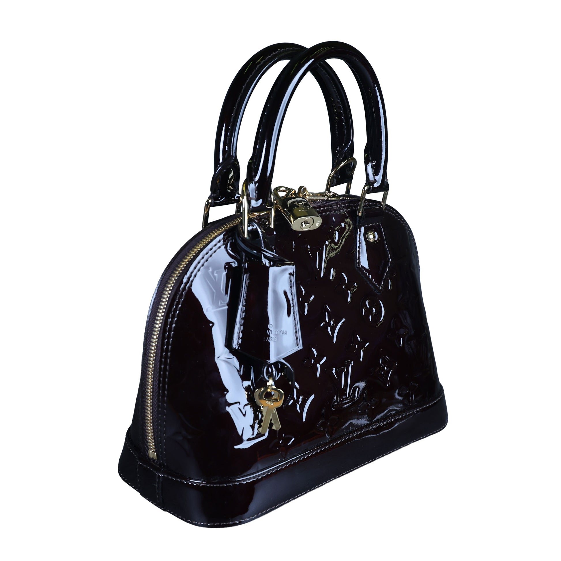 Preowned LOUIS VUITTON Vernis Alma BB Patent Leather Purple  | Luxe Again Maison