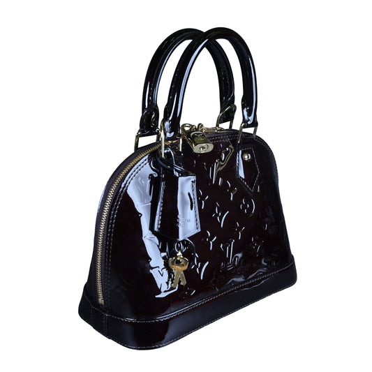 Preowned LOUIS VUITTON Vernis Alma BB Patent Leather Purple  | Luxe Again Maison