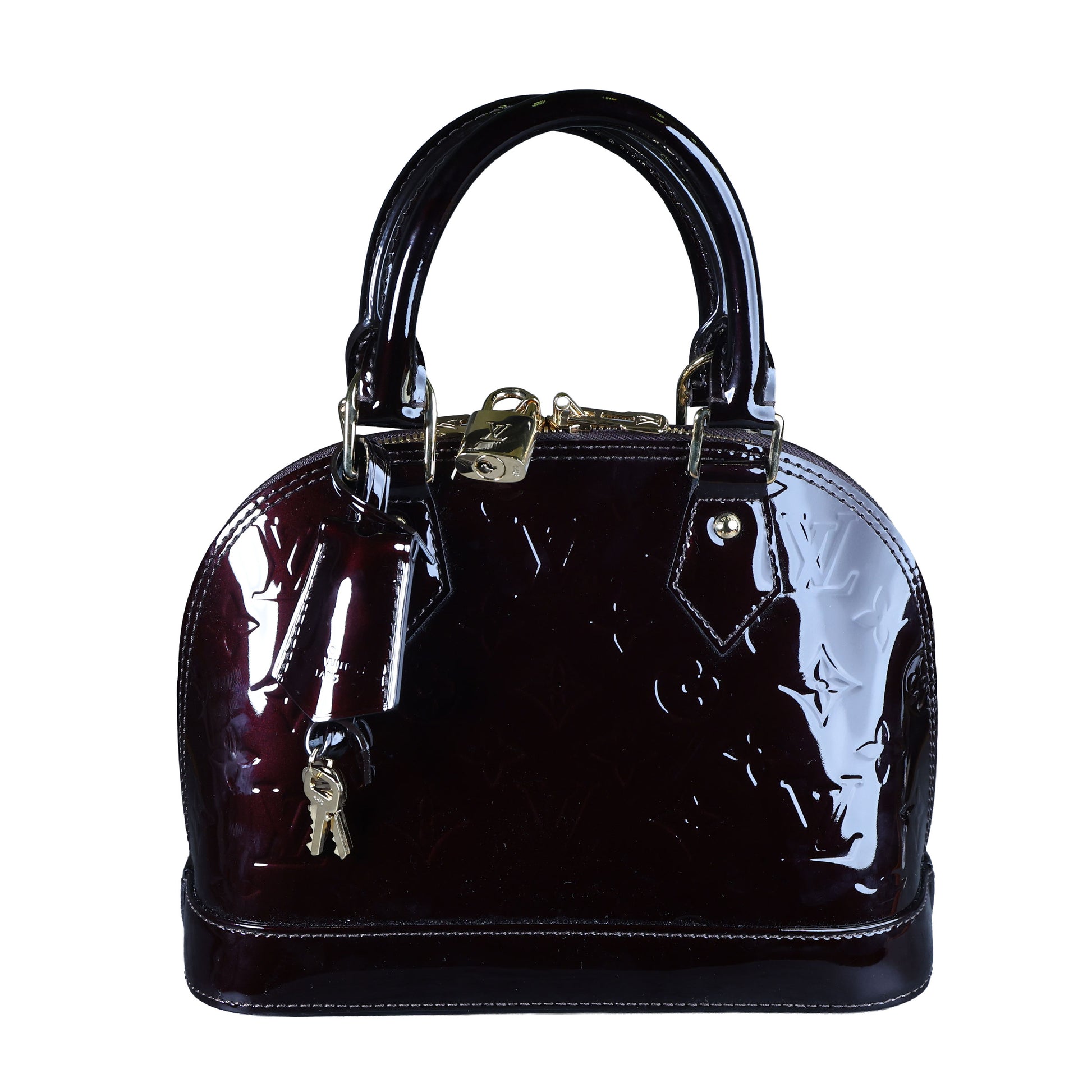 Preowned LOUIS VUITTON Vernis Alma BB Patent Leather Purple  | Luxe Again Maison