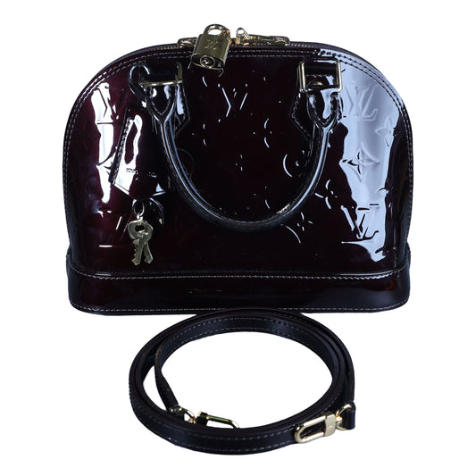 Preowned LOUIS VUITTON Vernis Alma BB Patent Leather Purple  | Luxe Again Maison