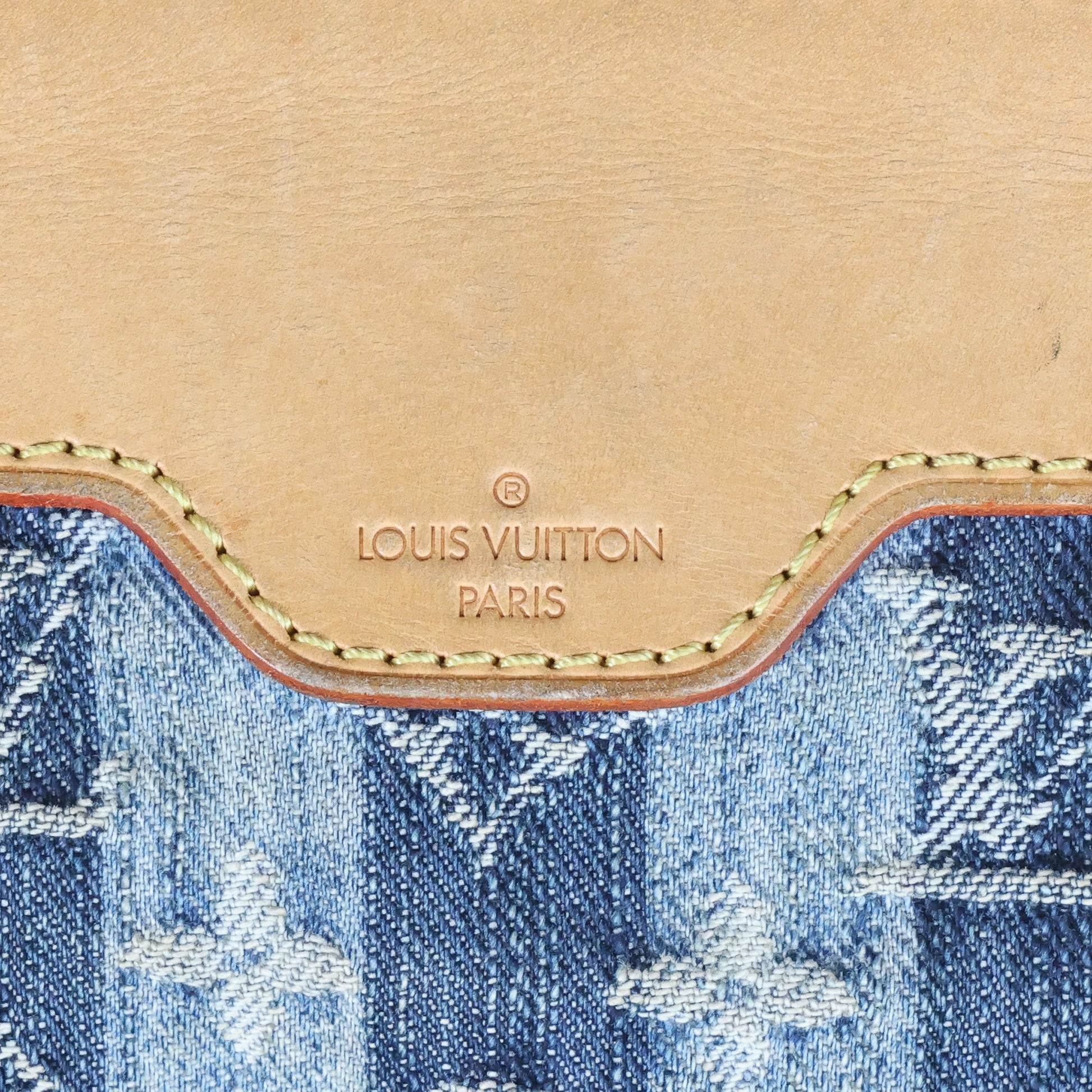Preowned LOUIS VUITTON Vintage Denim Cabas Raye GM Monogram Blue w Charms | Luxe Again Maison