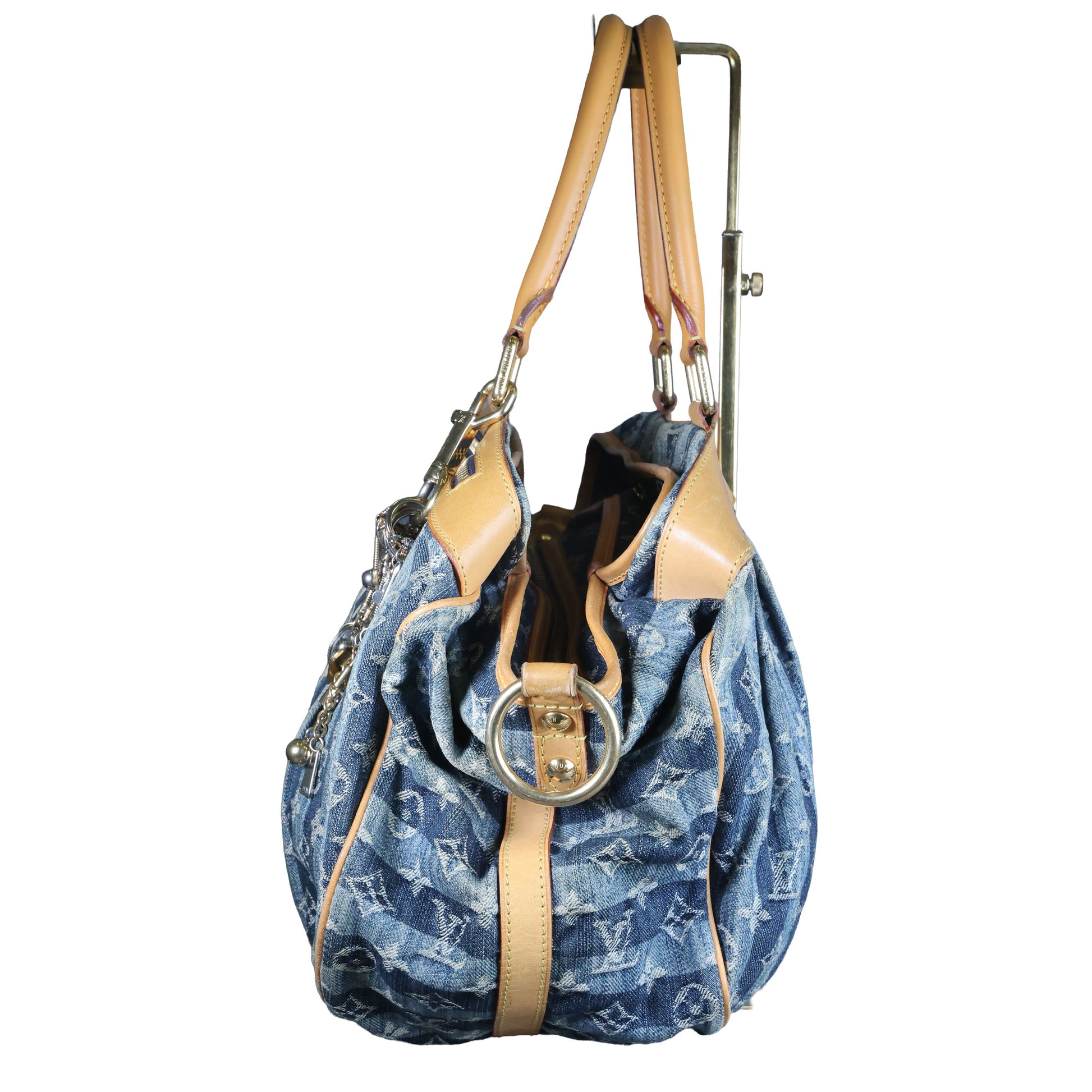 Preowned LOUIS VUITTON Vintage Denim Cabas Raye GM Monogram Blue w Charms | Luxe Again Maison