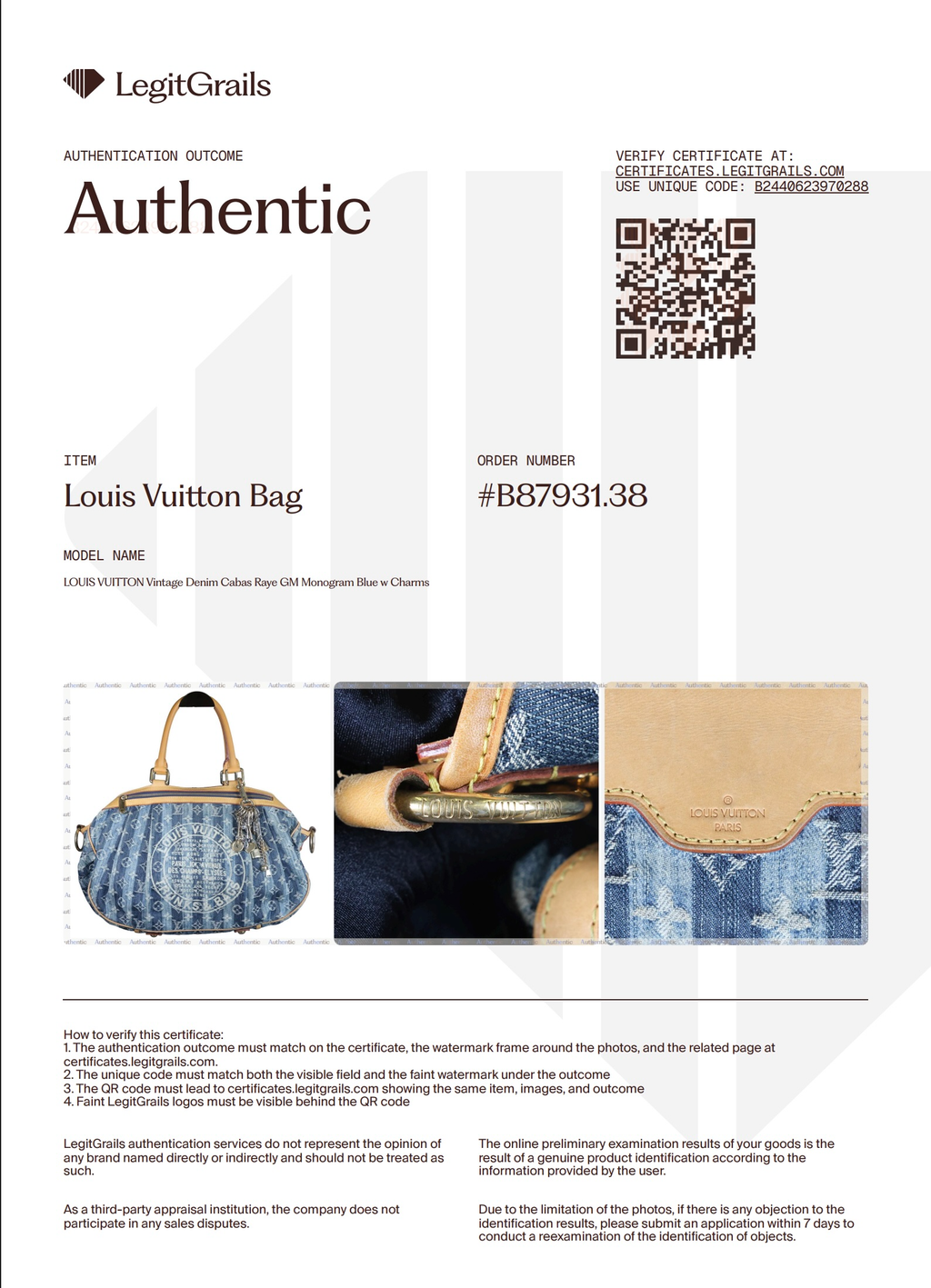 Preowned LOUIS VUITTON Vintage Denim Cabas Raye GM Monogram Blue w Charms | Luxe Again Maison