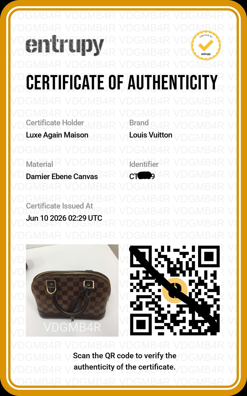 Preowned LOUIS VUITTON Damier Ebene Alma BB Brown | Luxe Again Maison