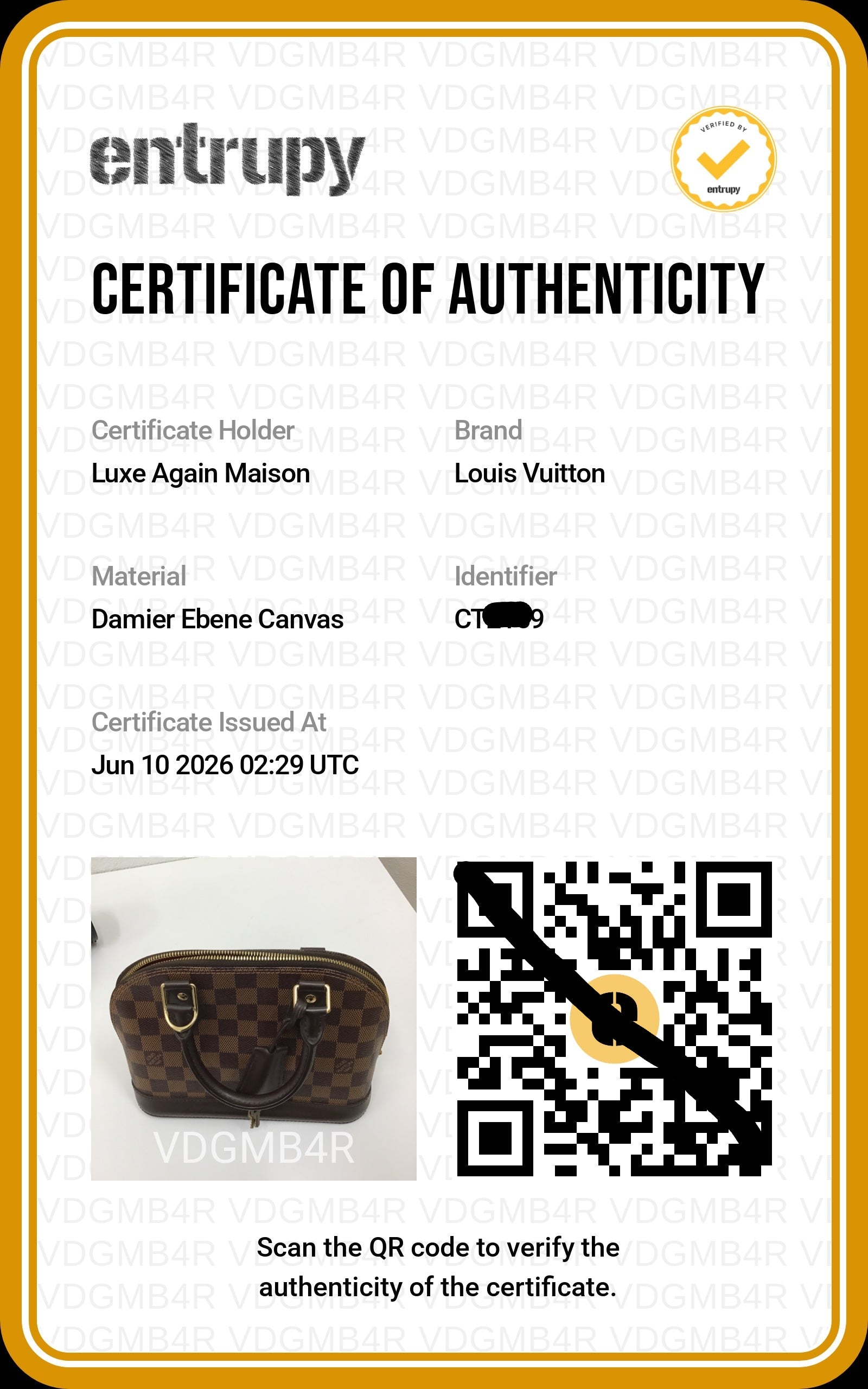 Preowned LOUIS VUITTON Damier Ebene Alma BB Brown | Luxe Again Maison