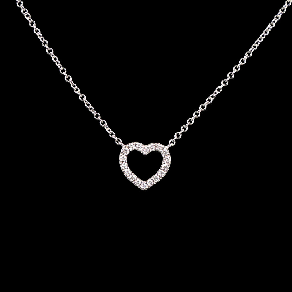 Preowned TIFFANY 18k WG Diamond Metro Heart Mini Pendant Necklace 1.9g | Luxe Again Maison