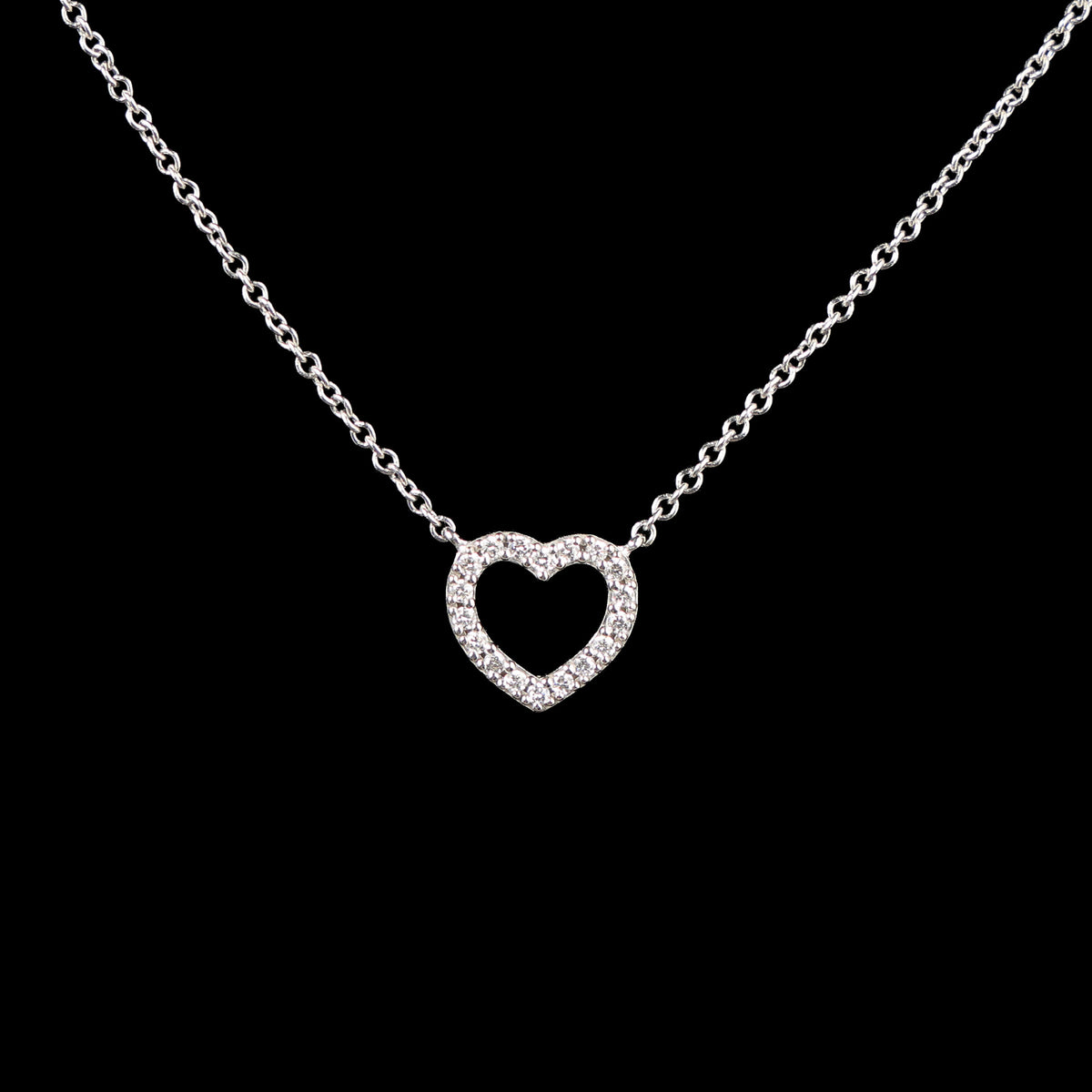 Preowned TIFFANY 18k WG Diamond Metro Heart Mini Pendant Necklace 1.9g | Luxe Again Maison