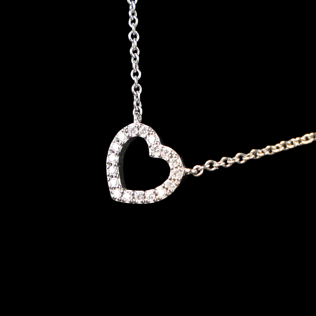 Preowned TIFFANY 18k WG Diamond Metro Heart Mini Pendant Necklace 1.9g | Luxe Again Maison