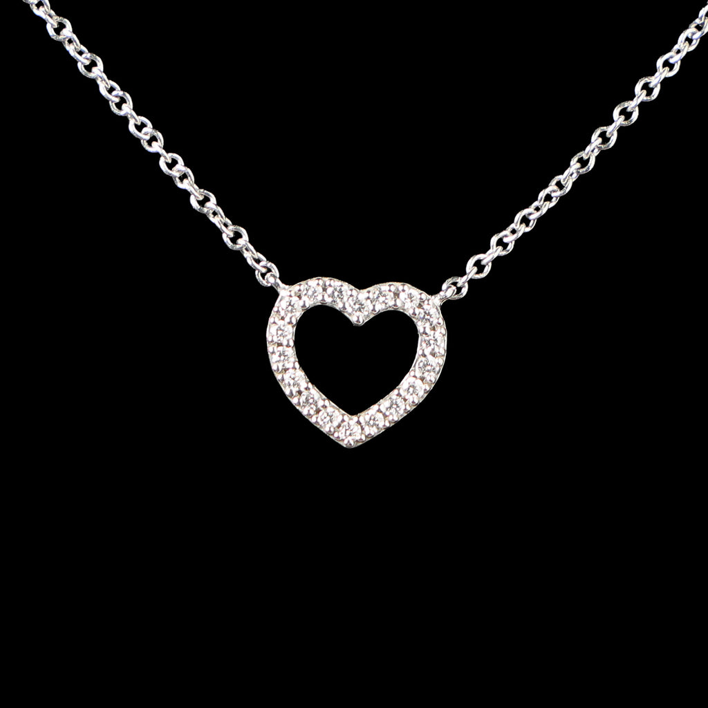 Preowned TIFFANY 18k WG Diamond Metro Heart Mini Pendant Necklace 1.9g | Luxe Again Maison