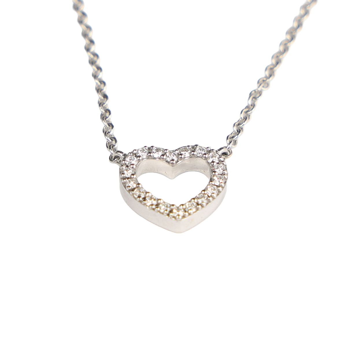 Preowned TIFFANY 18k WG Diamond Metro Heart Mini Pendant Necklace 1.9g | Luxe Again Maison