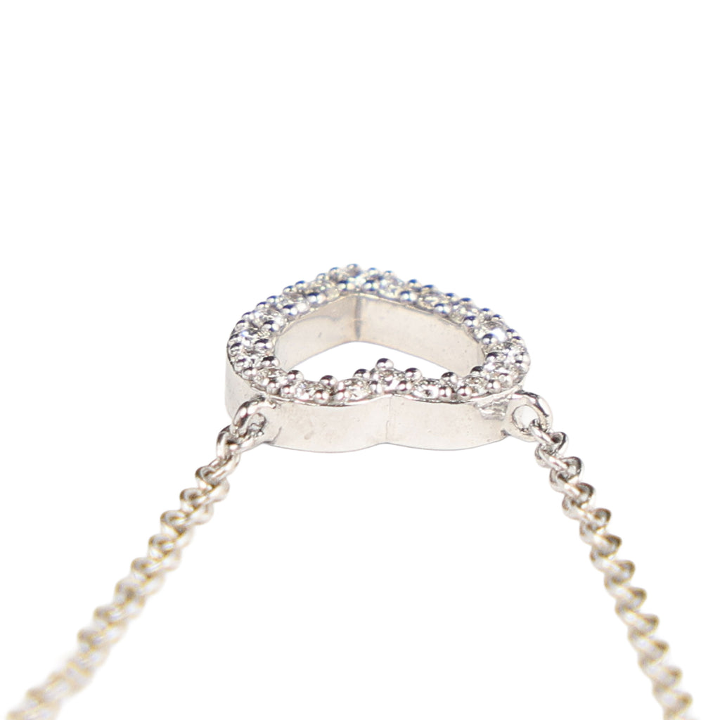Preowned TIFFANY 18k WG Diamond Metro Heart Mini Pendant Necklace 1.9g | Luxe Again Maison