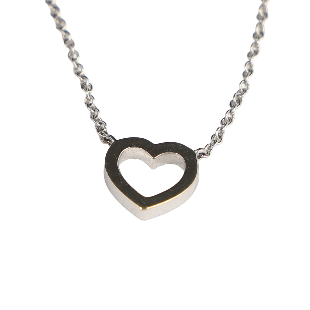 Preowned TIFFANY 18k WG Diamond Metro Heart Mini Pendant Necklace 1.9g | Luxe Again Maison