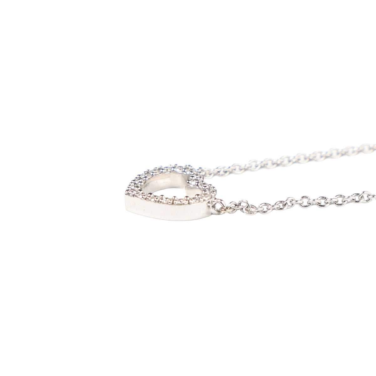 Preowned TIFFANY 18k WG Diamond Metro Heart Mini Pendant Necklace 1.9g | Luxe Again Maison