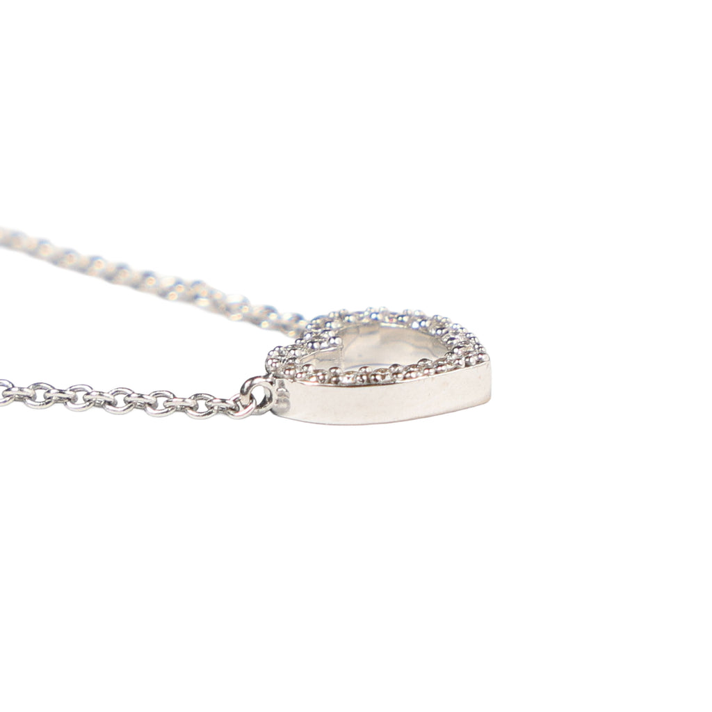 Preowned TIFFANY 18k WG Diamond Metro Heart Mini Pendant Necklace 1.9g | Luxe Again Maison