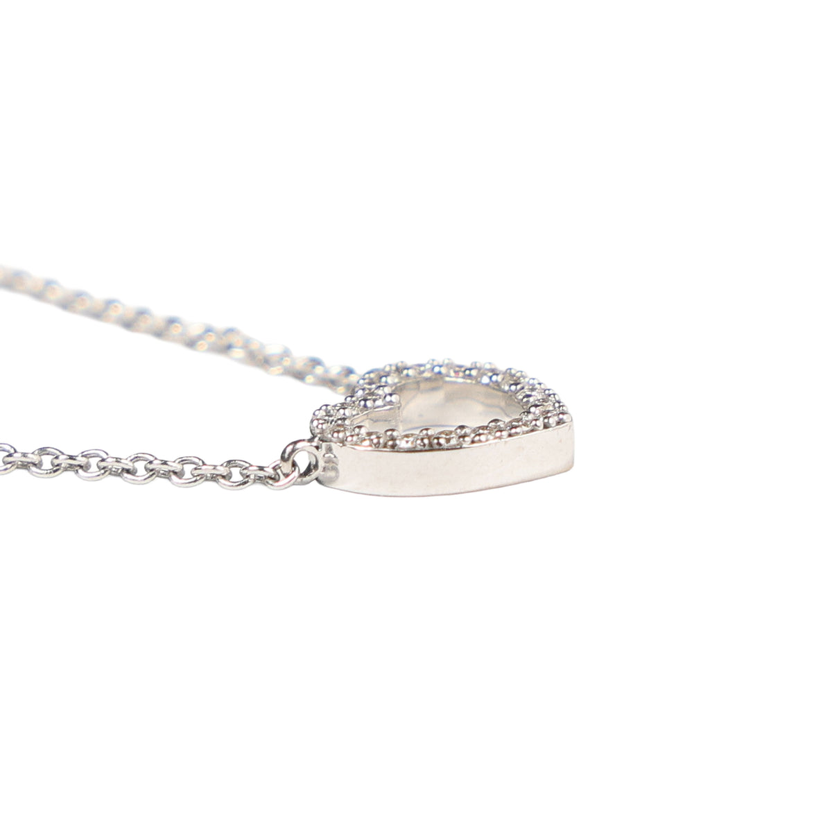 Preowned TIFFANY 18k WG Diamond Metro Heart Mini Pendant Necklace 1.9g | Luxe Again Maison