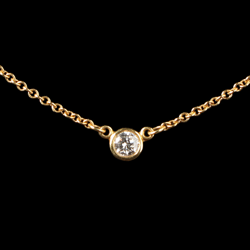 Preowned TIFFANY & Co x Elsa Peretti Diamonds by the Yard 18K YG Diamond Pendant Necklace 1.7g | Luxe Again Maison