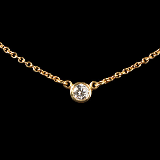 Preowned TIFFANY & Co x Elsa Peretti Diamonds by the Yard 18K YG Diamond Pendant Necklace 1.7g | Luxe Again Maison