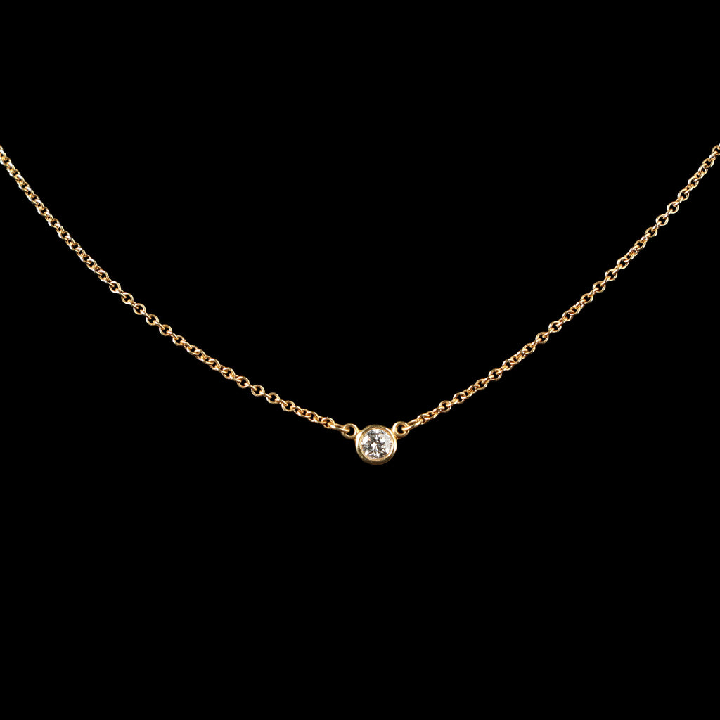 Preowned TIFFANY & Co x Elsa Peretti Diamonds by the Yard 18K YG Diamond Pendant Necklace 1.7g | Luxe Again Maison