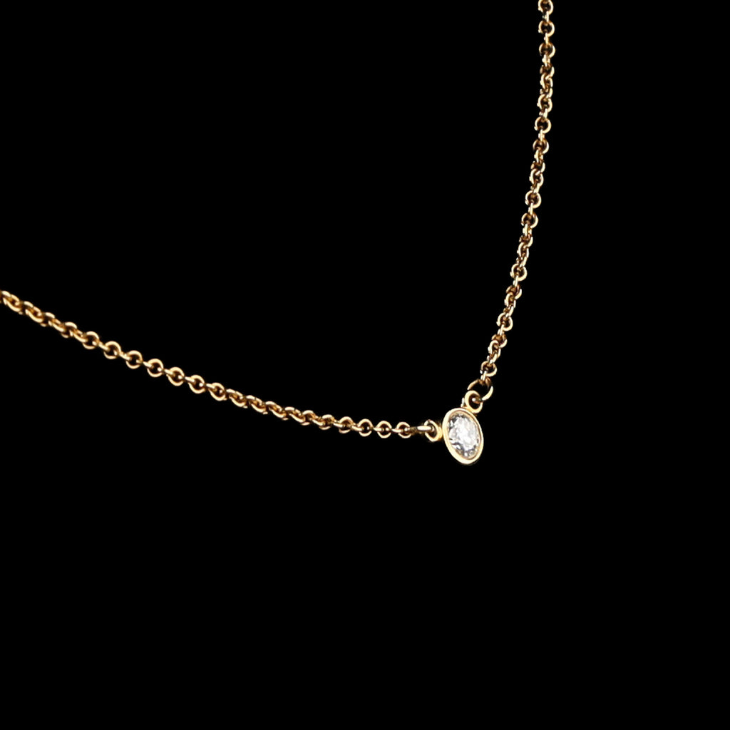 Preowned TIFFANY & Co x Elsa Peretti Diamonds by the Yard 18K YG Diamond Pendant Necklace 1.7g | Luxe Again Maison