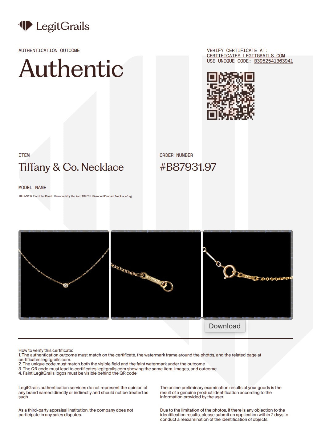 Preowned TIFFANY & Co x Elsa Peretti Diamonds by the Yard 18K YG Diamond Pendant Necklace 1.7g | Luxe Again Maison