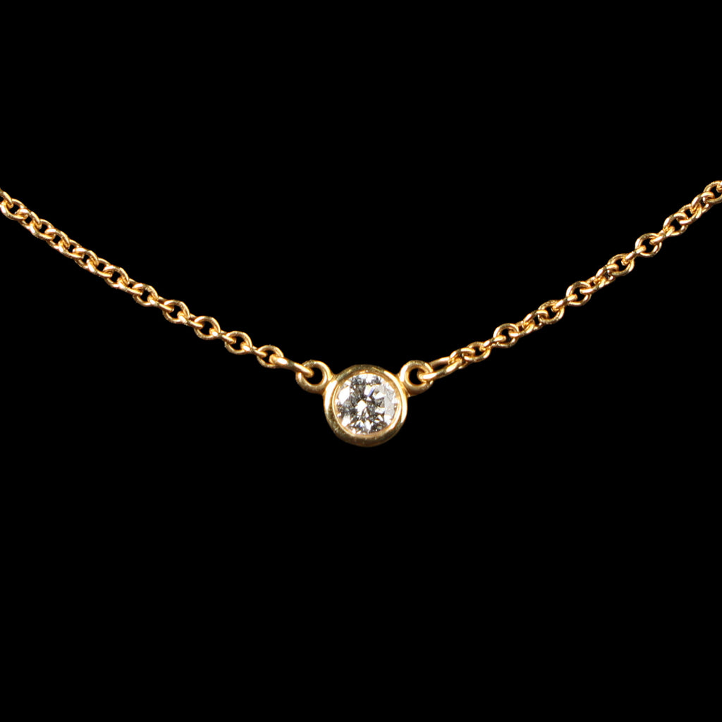 Preowned TIFFANY & Co x Elsa Peretti Diamonds by the Yard 18K YG Diamond Pendant Necklace 1.7g | Luxe Again Maison