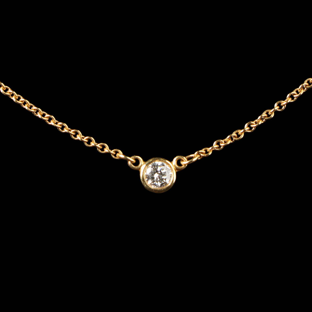 Preowned TIFFANY & Co x Elsa Peretti Diamonds by the Yard 18K YG Diamond Pendant Necklace 1.7g | Luxe Again Maison